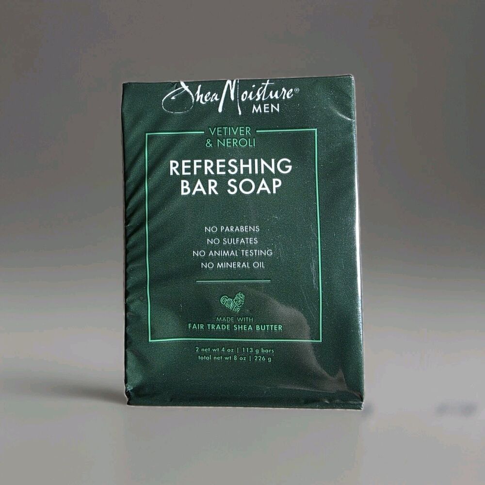 Sheamoisture Men Bar Soap Vetiver & Neroli 4 Ounce 2 Pk Green Sealed Set Luxury
